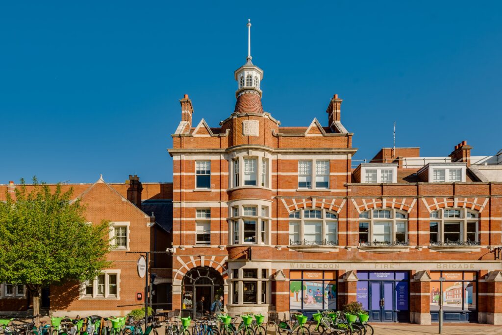 The Former Wimbledon Fire Station, with the photograph taken from Queen's Road